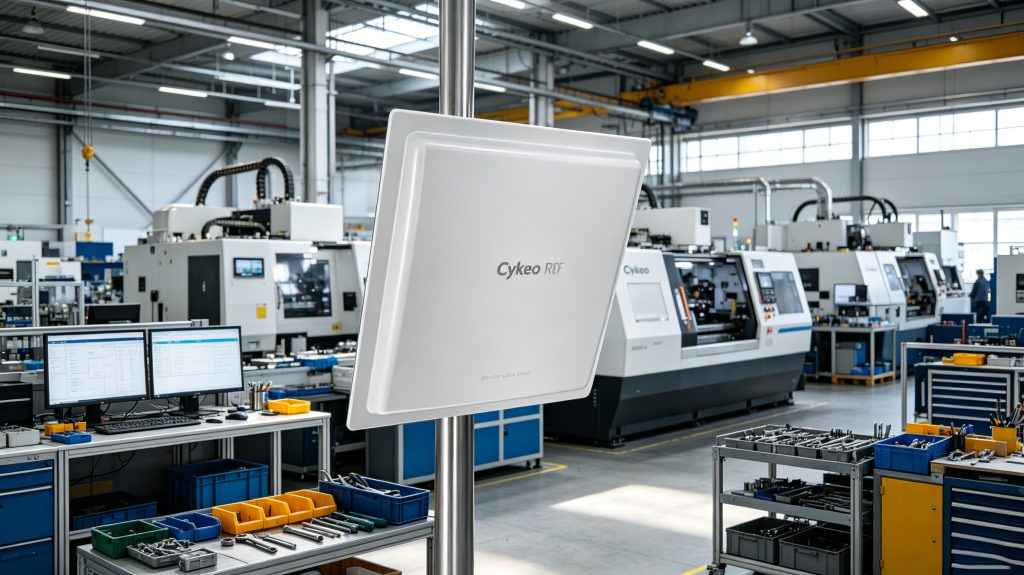 What is Asset Tagging and Tracking System? 2 Cykeo RFID asset tagging andCykeo RFID monitoring station tracking equipment and inventory assets inside an industrial facility