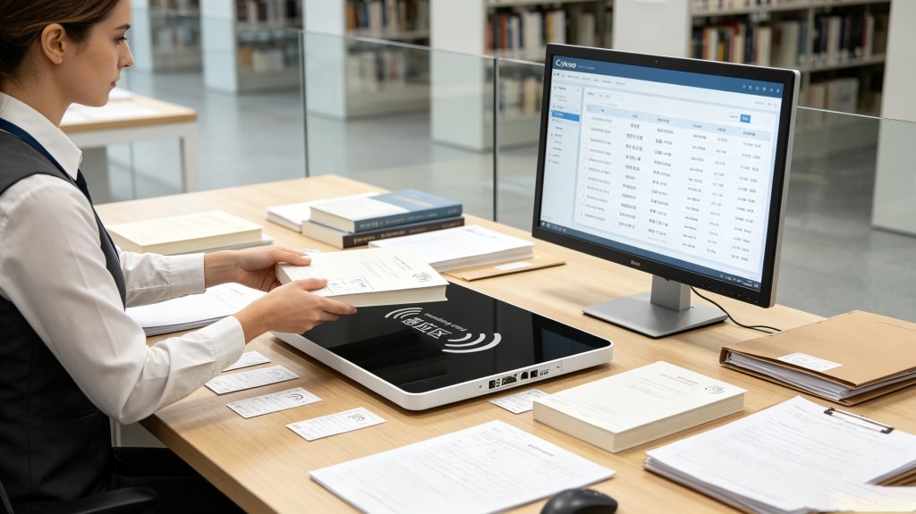 How Do RFID Readers Work? Understanding RFID Reader Technology and Smart Identification 1 how do rfid readers work with Cykeo UHF RFID desktop reader for library RFID tag management