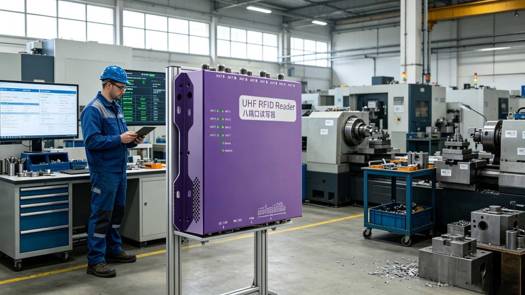 What Is UHF RFID: Understanding Ultra High Frequency RFID Technology 2 Cykeo UHF RFID system identifying industrial assets and equipment in a European factory