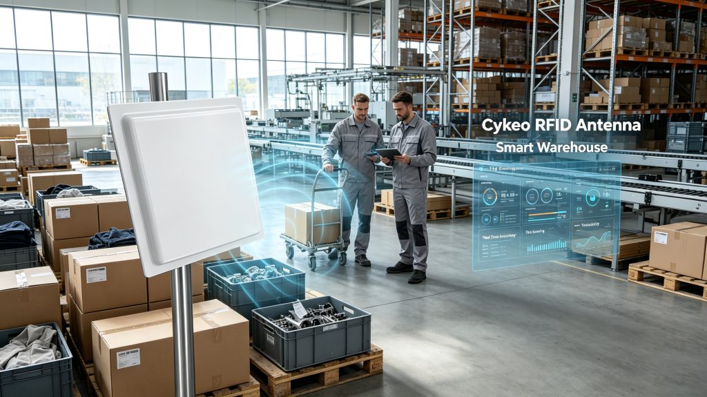 How RFID Works: A Complete Guide to RFID Technology, Tags, Readers, and Real-World Applications 1 How rfid works showing RFID tag communication with an industrial RFID reader