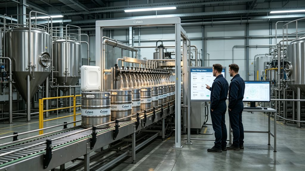 RFID Keg Tracking: How RFID Technology Optimizes Brewery Keg Management and Logistics 1 Cykeo RFID keg tracking reader monitoring beer kegs in brewery