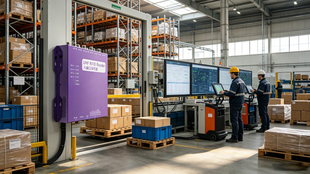 Can RFID Track Location? Understanding RFID Location Tracking Technology and Asset Visibility 2 can rfid track location using Cykeo UHF RFID tracking system in a modern warehouse environment