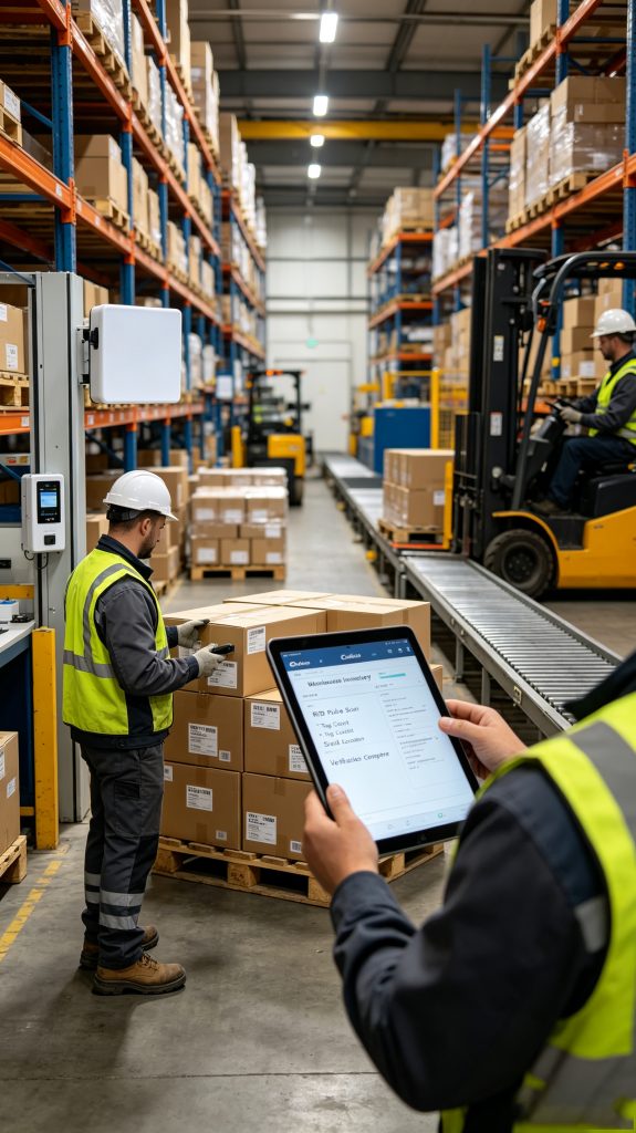 Cykeo RFID reading equipment scanning warehouse RFID tags