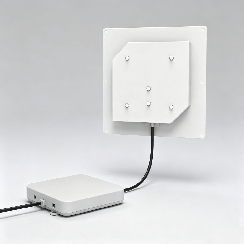 How Far Can Long Range RFID Reader Read? 1 Fixed RFID reader connected to a directional UHF RFID antenna.