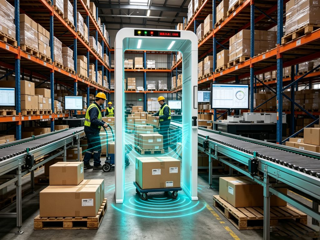 What Is RFID Tag and How It Enables Smarter Identification Systems 2 UHF RFID tags attached to warehouse products for automated inventory management