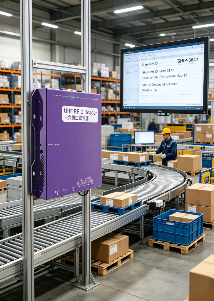 RFID for Material Handling: How Smart RFID Systems Improve Material Flow and Warehouse Efficiency 3 Cykeo RFID readers integrated into warehouse material handling workflow