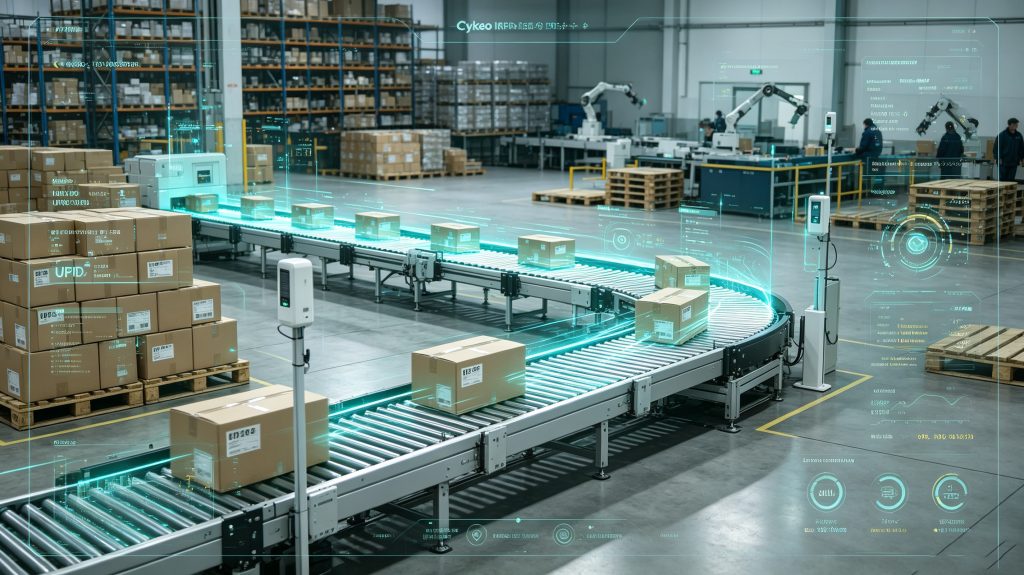 uhf label RFID Smart Identification and Industrial Tracking Solution 1 RFID UHF labels tracking warehouse cartons in motion