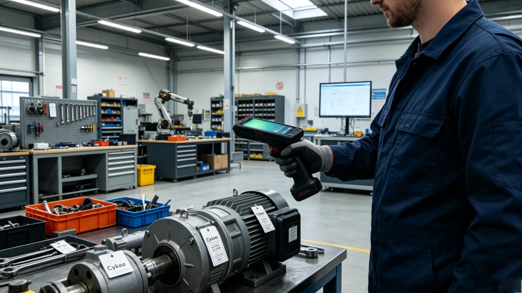Radio Frequency Tag: How Does RFID Technology Improve Asset Visibility? 2 Cykeo radio frequency tags attached to industrial tools for RFID asset management