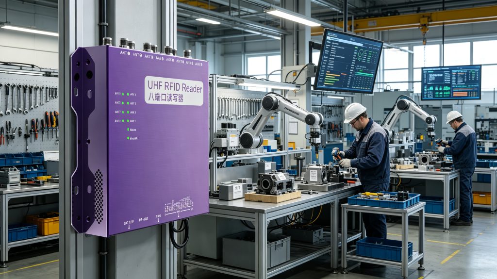 What Is a RFID Reader? Understanding RFID Reader Technology and Smart Identification Systems 2 industrial RFID reader system using Cykeo technology for equipment tracking in a European manufacturing facility
