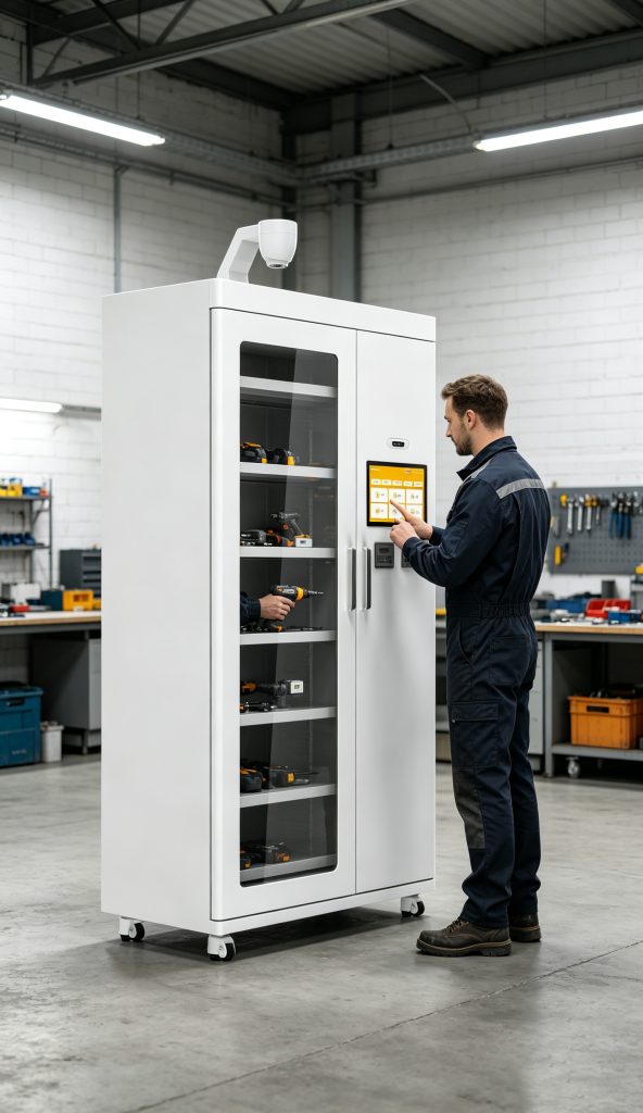 Cykeo RFID smart cabinet managing tools with small tracking devices