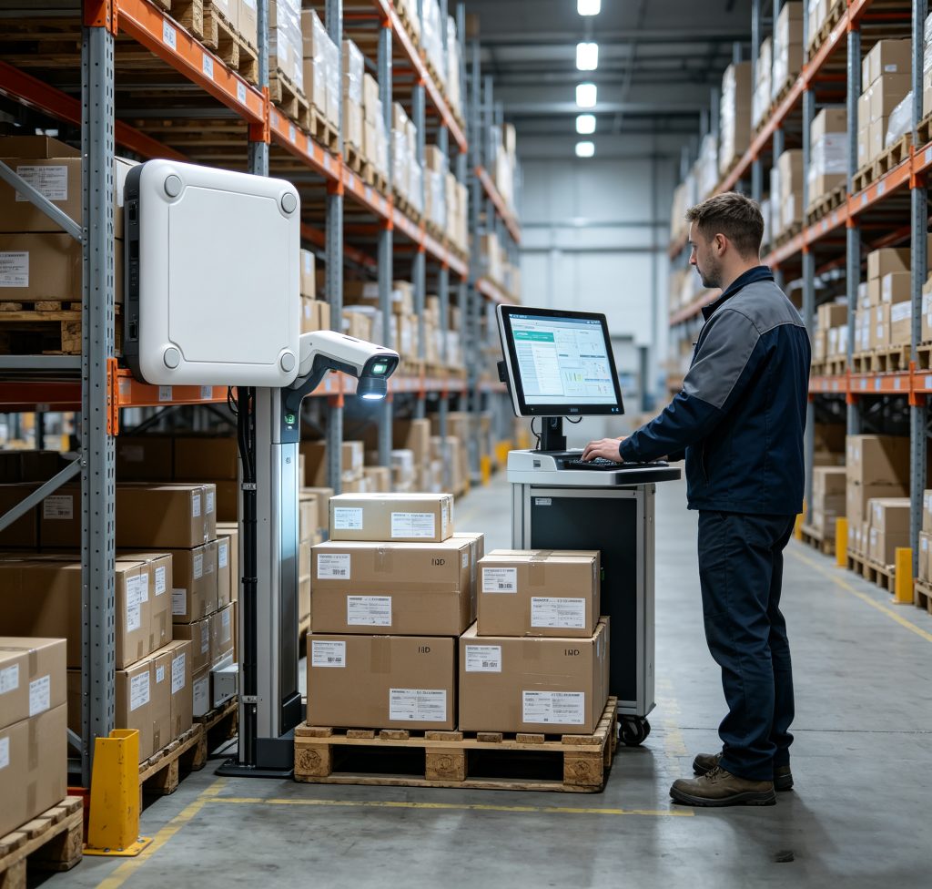Cykeo lector rfid reading multiple tagged assets in a warehouse inventory management system