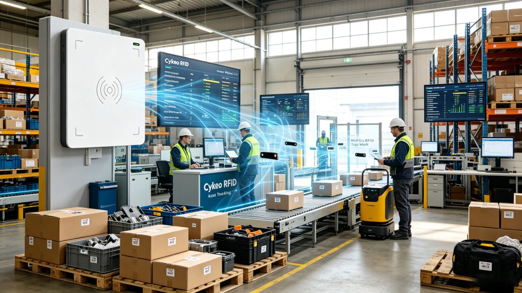 How Do RFID Tags Work: Understanding Wireless Identification Technology 2 Cykeo RFID tags working in warehouse inventory and asset tracking applications