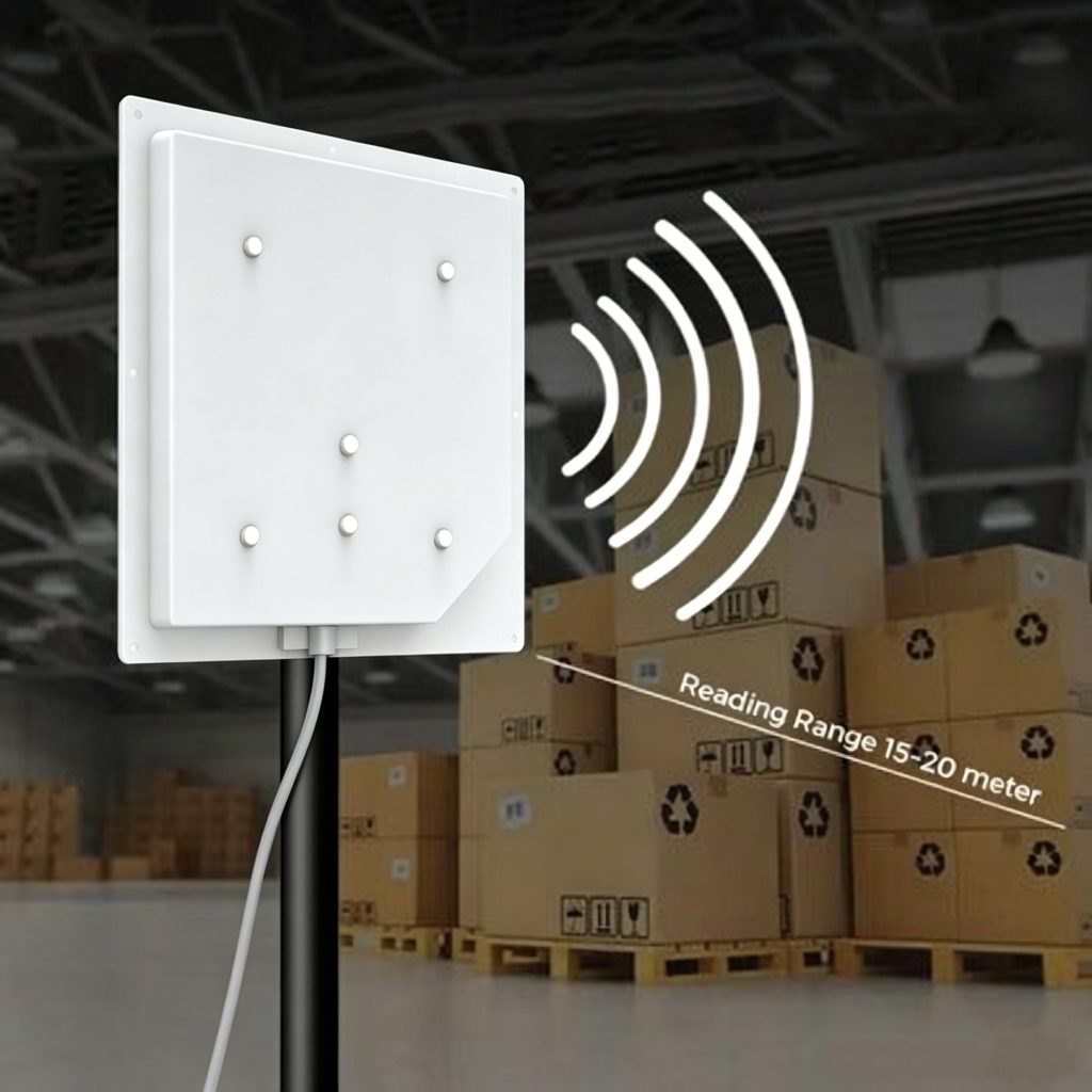 Ultimate Guide to Long Range RFID Reader 1 The RFID reader sends radio waves through an rfid antenna, allowing tagged assets to be identified automatically.
