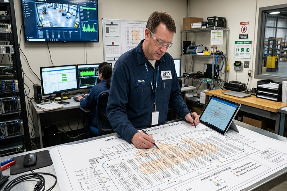 Long Range RFID Reader for Warehouse: What Actually Matters in Real Operations 4 RFID system integrator planning reader placement in warehouse layout