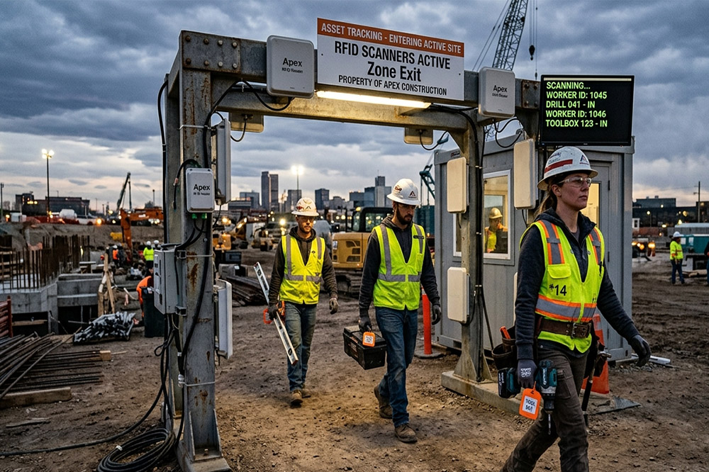 RFID equipment tracking solution for construction tools