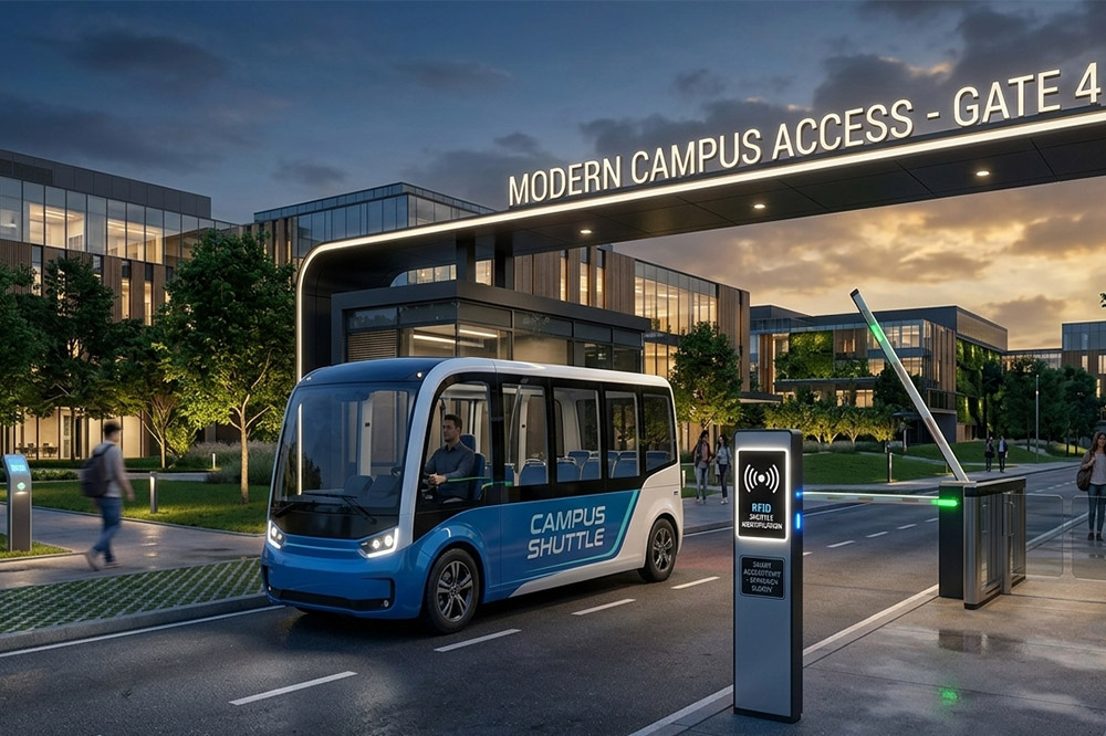Long Range RFID Reader for Vehicle Identification: Automatic Recognition for Trucks, Buses and Industrial Vehicles 2 RFID vehicle identification system for campus bus management