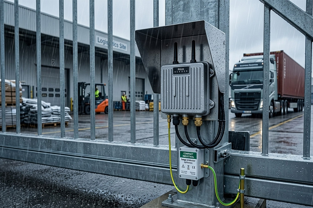 Outdoor RFID reader with waterproof installation and lightning protection