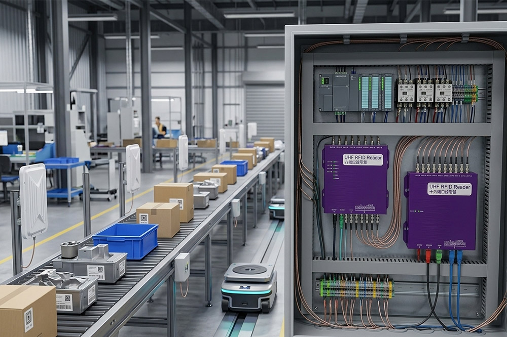 Eight port and sixteen port RFID readers for industrial automation