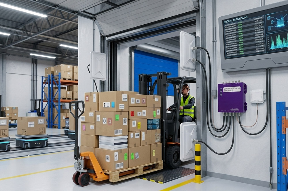 Long range fixed RFID reader for logistics and warehouse tracking