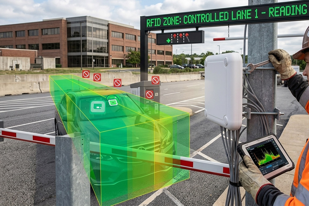 What's the Best RFID Reader for Parking? It Depends on Your Entrance, Not Just the Reading Distance 2 Directional RFID antenna optimized for a single parking lane