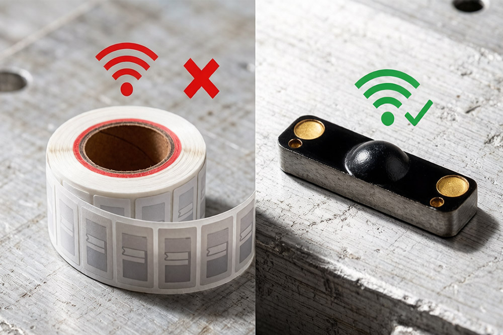 Can RFID Read Through Metal? Not Exactly, but There's a Better Solution 1 Comparison between standard RFID tags and on-metal RFID tags