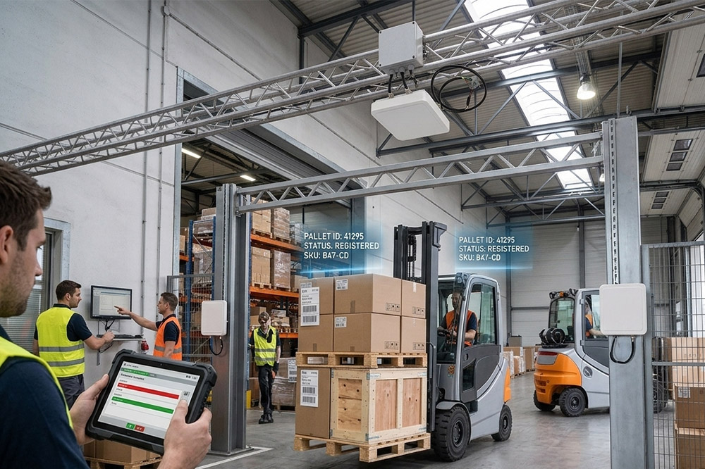 Long Range RFID Scanner for Warehouse: What Actually Matters in Daily Operations 1 Long range RFID scanner automatically reading pallet tags at a warehouse dock door