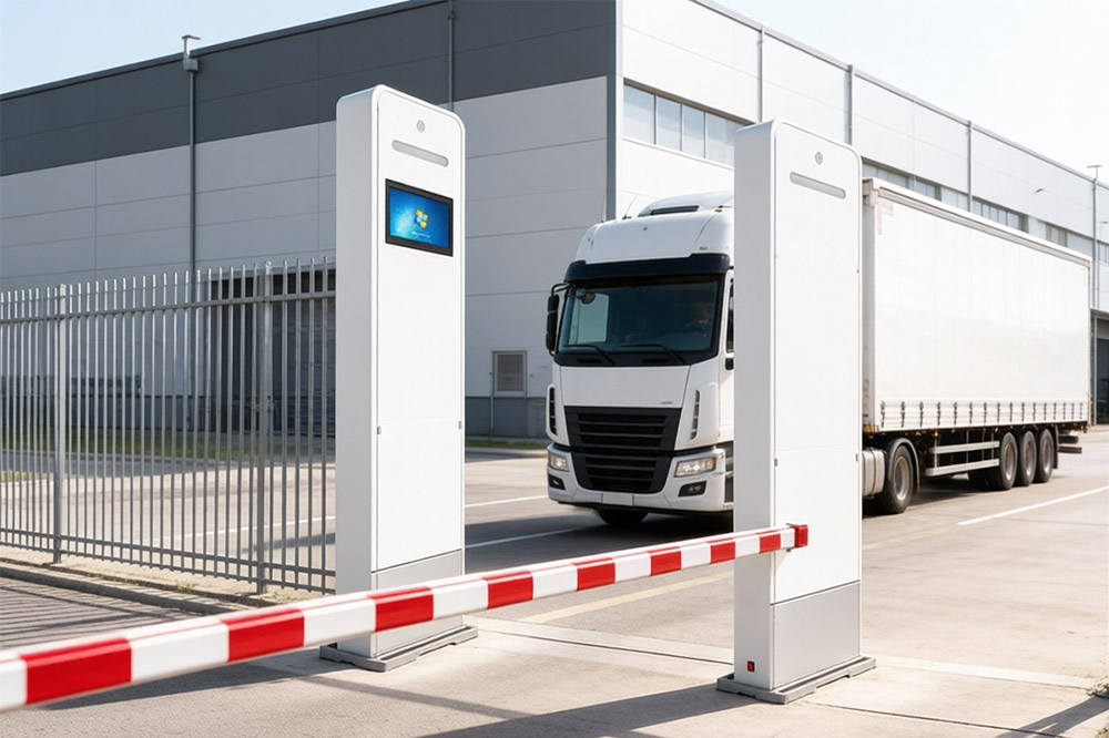 Long Range RFID Scanner for Vehicle Identification: What Actually Matters in Real Projects 1 Truck passing through an RFID vehicle access control gate without stopping