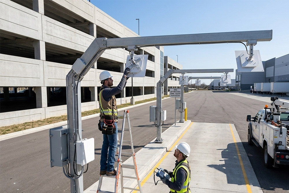 Directional RFID antenna placement for vehicle identification parking system