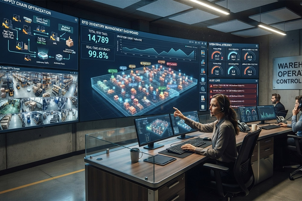 Long Range RFID Scanner for Logistics Centers: What Actually Matters in Daily Operations 3 Real-time RFID inventory tracking dashboard connected to logistics warehouse operations