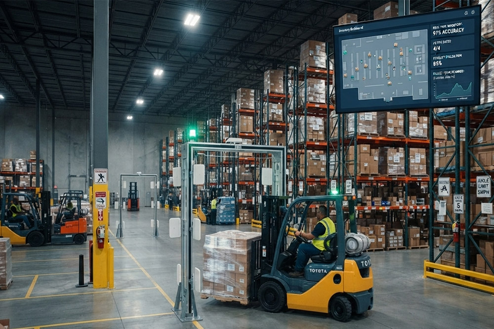 Long Range RFID Scanner for Manufacturing: Where It Actually Makes a Difference 2 Industrial warehouse using long range RFID scanner for pallet inventory management