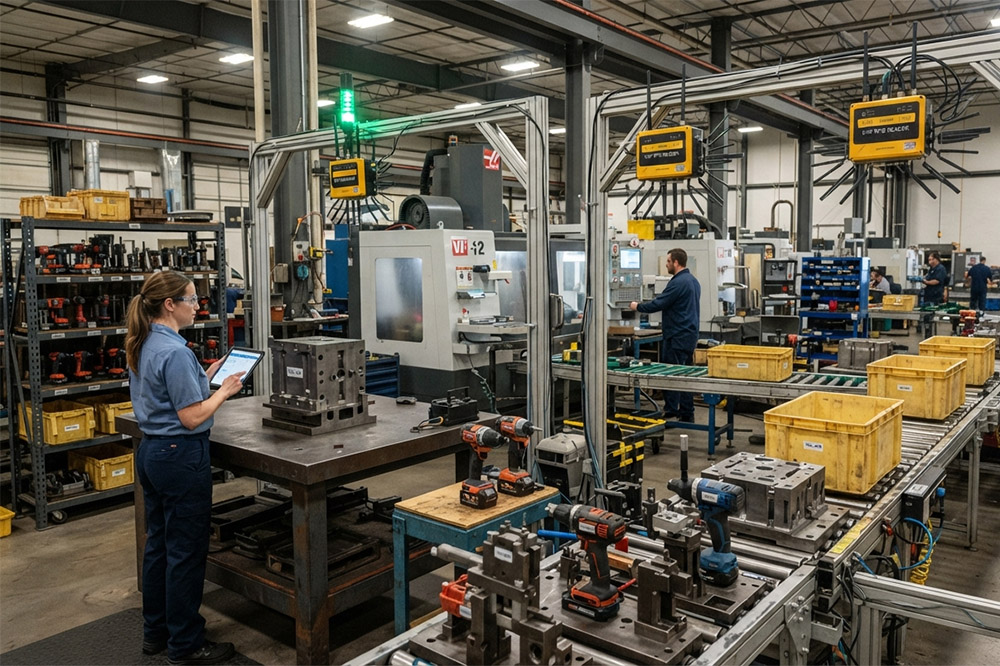 Long Range RFID Scanner for Manufacturing: Where It Actually Makes a Difference 3 Long range RFID scanner identifying production tools and industrial assets inside factory