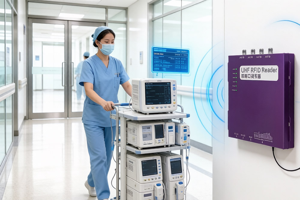 Long Range RFID Scanner for Hospitals: Improving Medical Equipment Tracking in Modern Healthcare 1 Hospital staff using RFID technology to monitor medical equipment movement in real time
