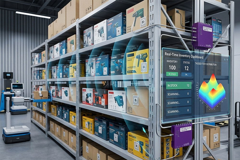 Best Long Range RFID Scanner for Warehouse Inventory Automation and Asset Tracking 2 RFID smart shelf system using long range RFID reader for inventory management