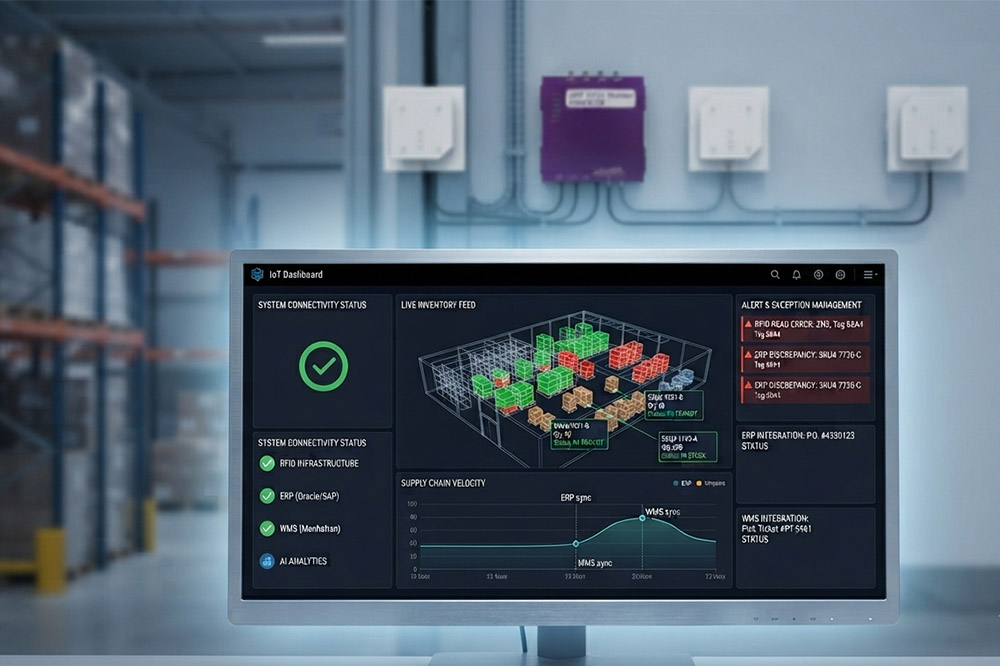 RFID scanner integration with warehouse management software system