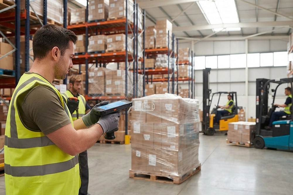Long Range RFID Scanner Price Guide: What Really Affects the Cost in 2026? 3 Worker using a long range RFID scanner for pallet inventory