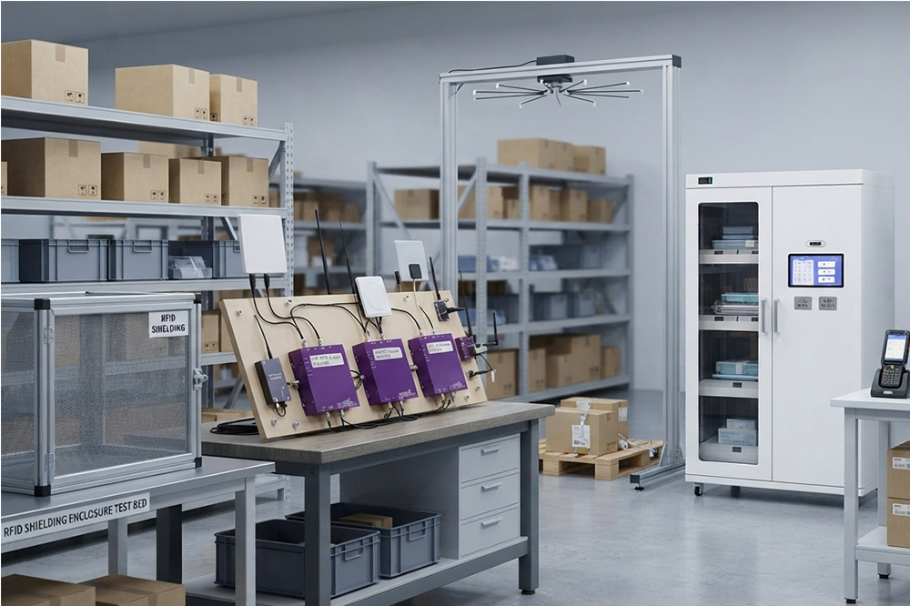 Does Aluminum Foil Block RFID? The Real Answer from a Practical RFID Perspective 2 Industrial RFID shielding solution with warehouse RFID reader system
