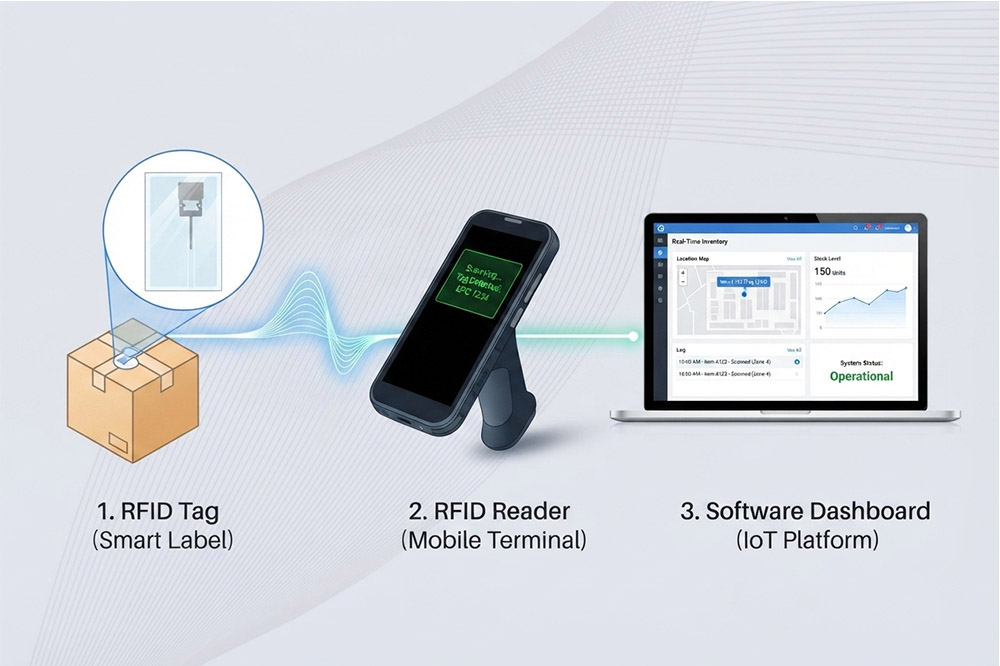 RFID tag reader and software system connection diagram