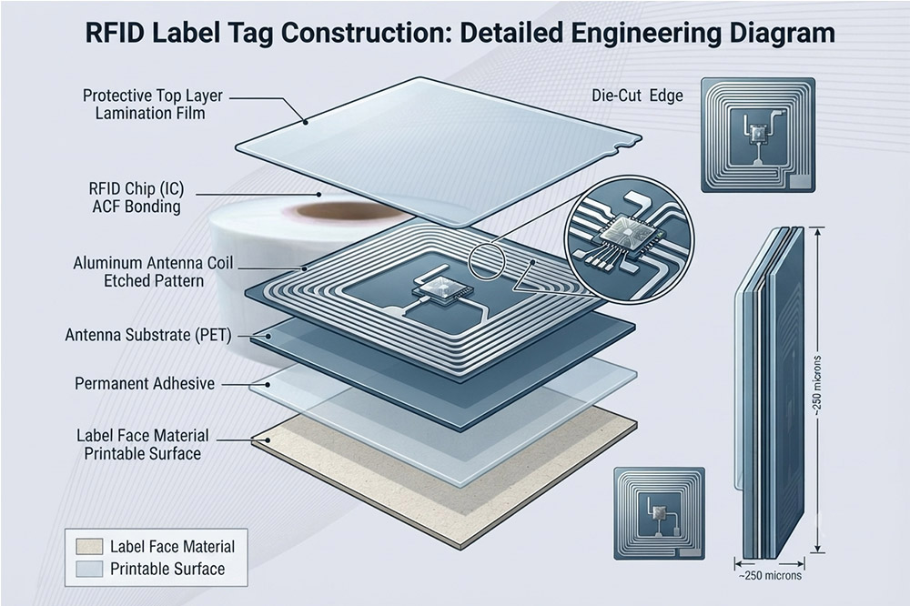 How Does RFID Tags Work? Understanding the Technology Behind Smart Identification 1 RFID tag internal components including chip and antenna structure