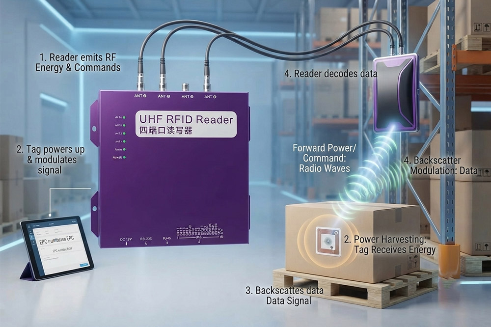 How Does RFID Tags Work? Understanding the Technology Behind Smart Identification 2 RFID communication process between RFID reader and tag