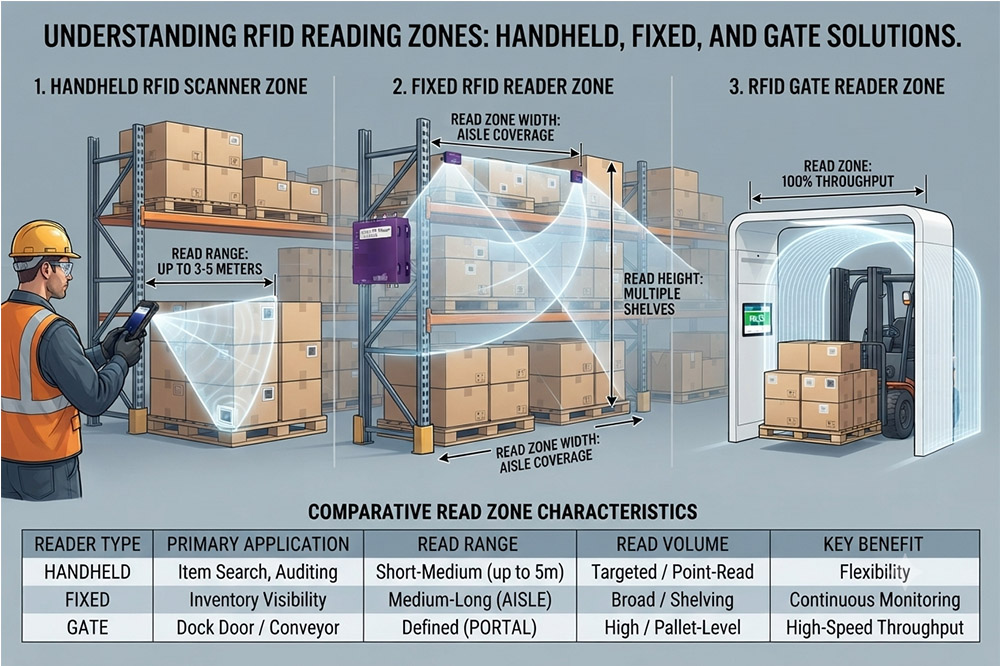 Comparison of handheld and fixed long range RFID scanner reading distances