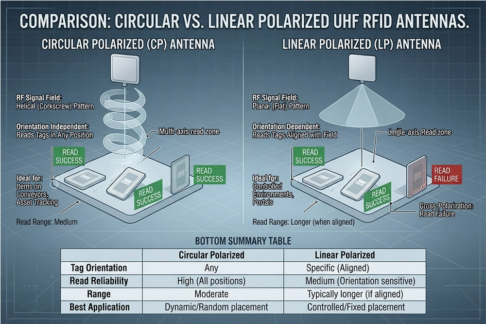 Long Range RFID Scanner Antenna Guide: Choosing the Right Antenna for Real RFID Projects 1 Comparison of circular polarized and linear polarized RFID antennas for long range RFID scanners