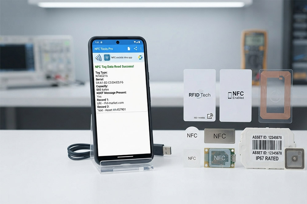 Different NFC tags tested with Android NFC application