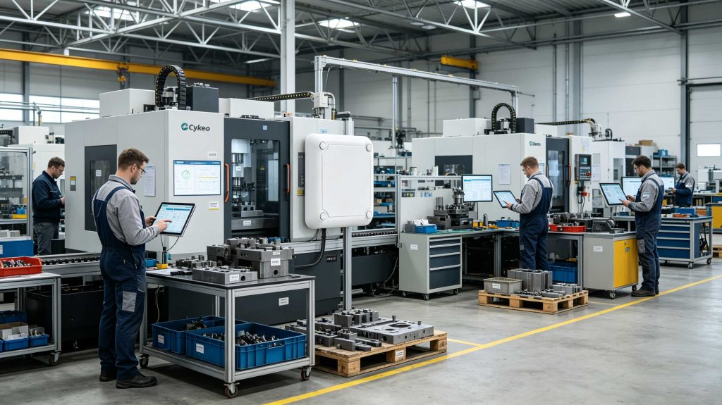How Does RFID Technology Work: Complete Guide to RFID Systems 2 Cykeo RFID readers and tags used for industrial asset tracking in a European factory