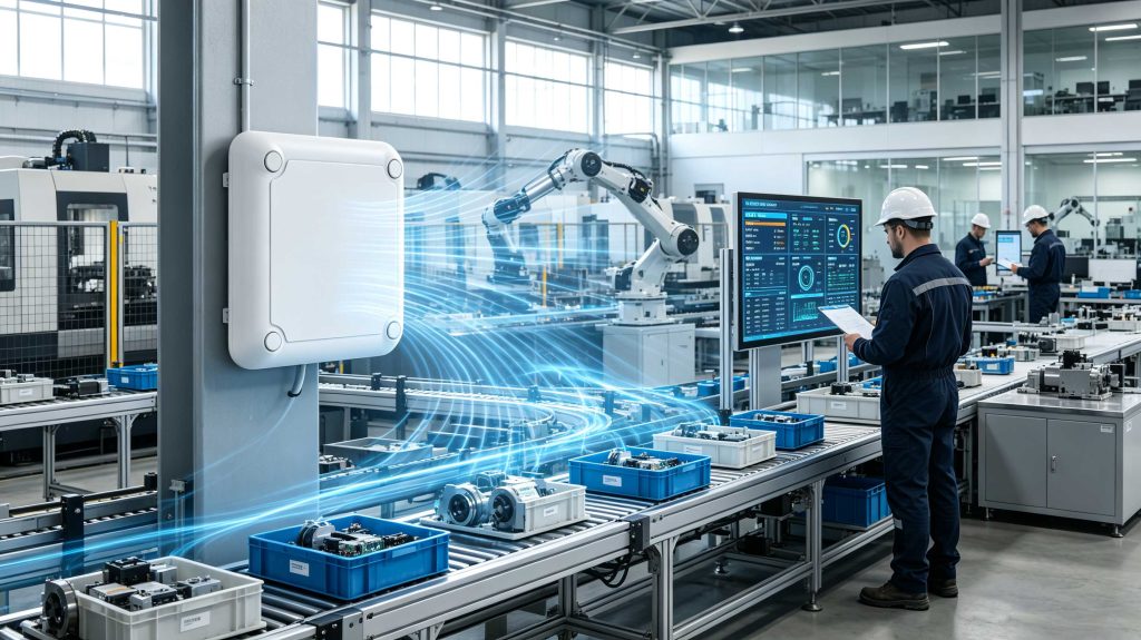 What is the RFID: Complete Guide to Radio Frequency Identification Technology 1 European smart factory using RFID readers and tagged products for automated identification