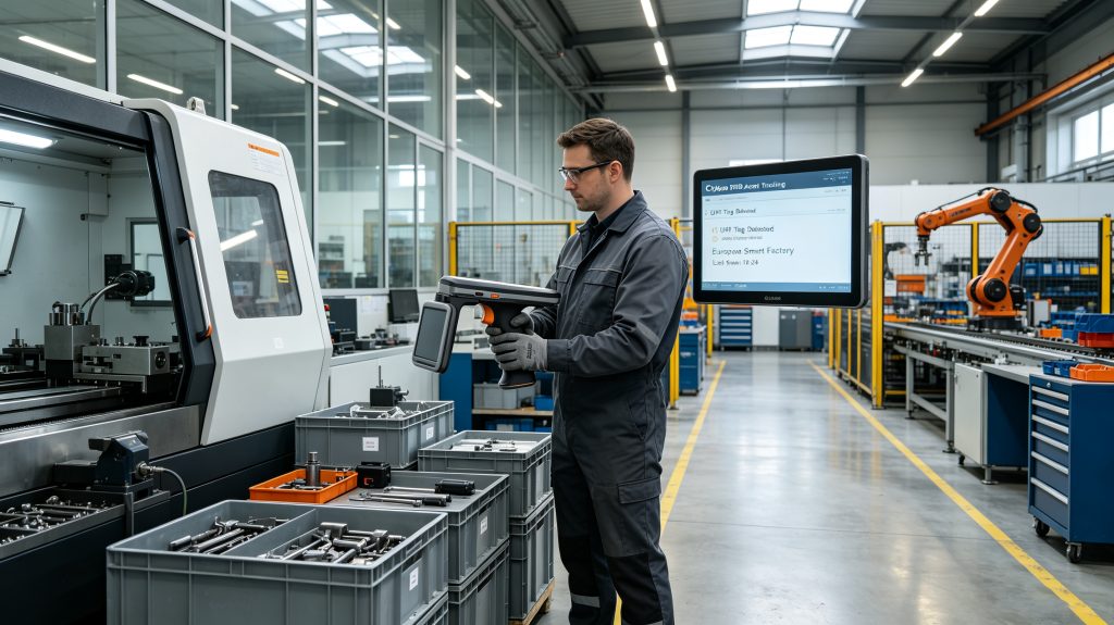 Cykeo rfid system for asset tracking monitoring industrial tools and equipment in a smart factory