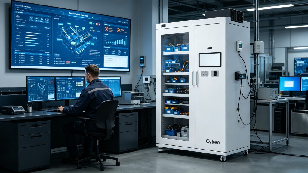 Cykeo tool tracker system dashboard displaying RFID managed equipment information