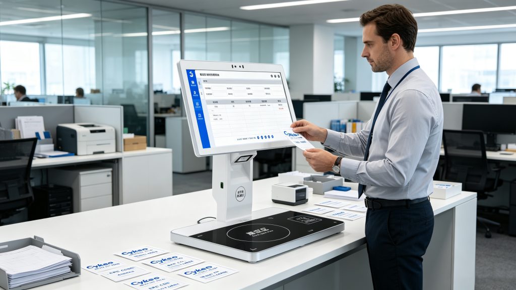 what is rfid label and How It Supports Smart Identification 2 Operator registering RFID labels using Cykeo smart RFID workstation in a modern office environment