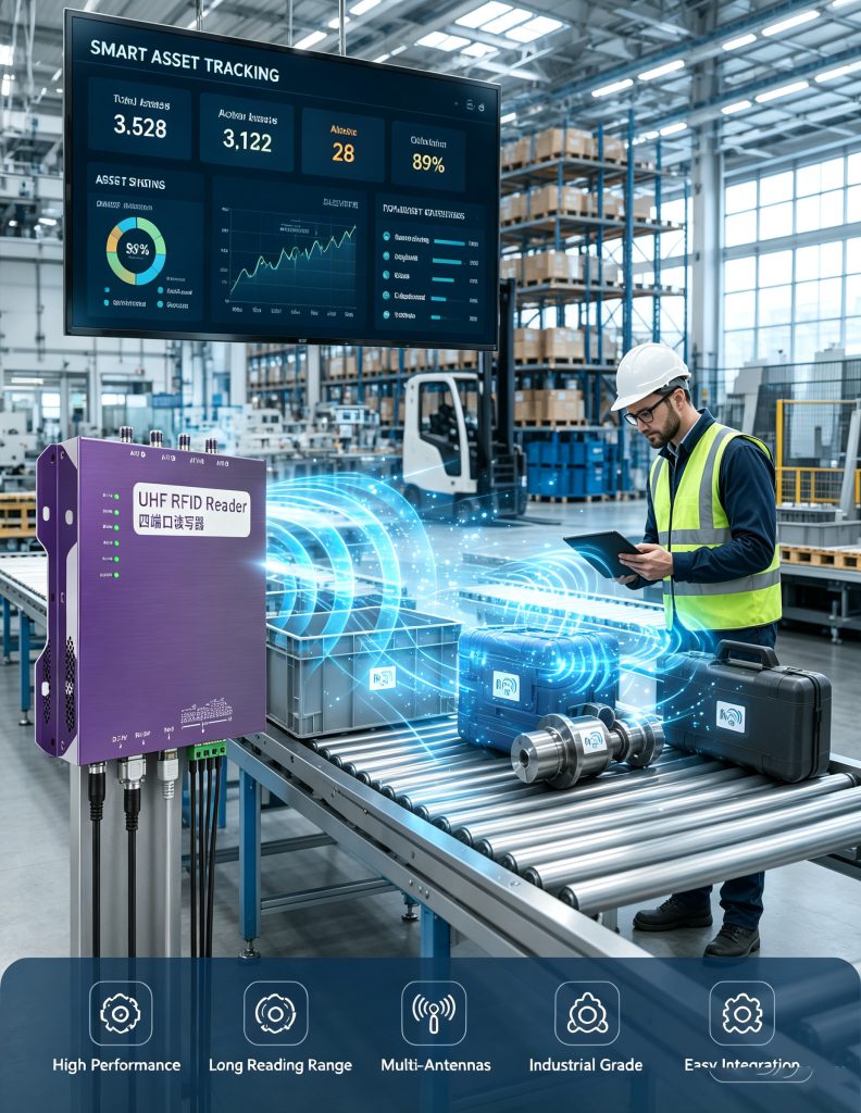 RFID chip solution used for industrial asset tracking with Cykeo RFID technology in a European smart factory environment
