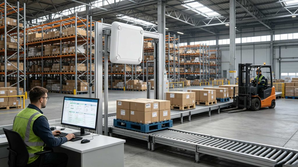 What Is RFID Mean: Understanding RFID Technology and Its Applications 1 Cykeo RFID identification system tracking tagged products in a European smart warehouse