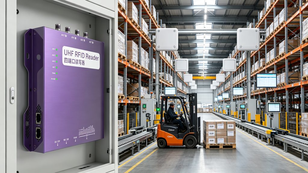 External RFID Reader: Why Is It the Preferred Choice for Industrial RFID Systems? 2 Cykeo external RFID reader integrated with warehouse RFID antenna system